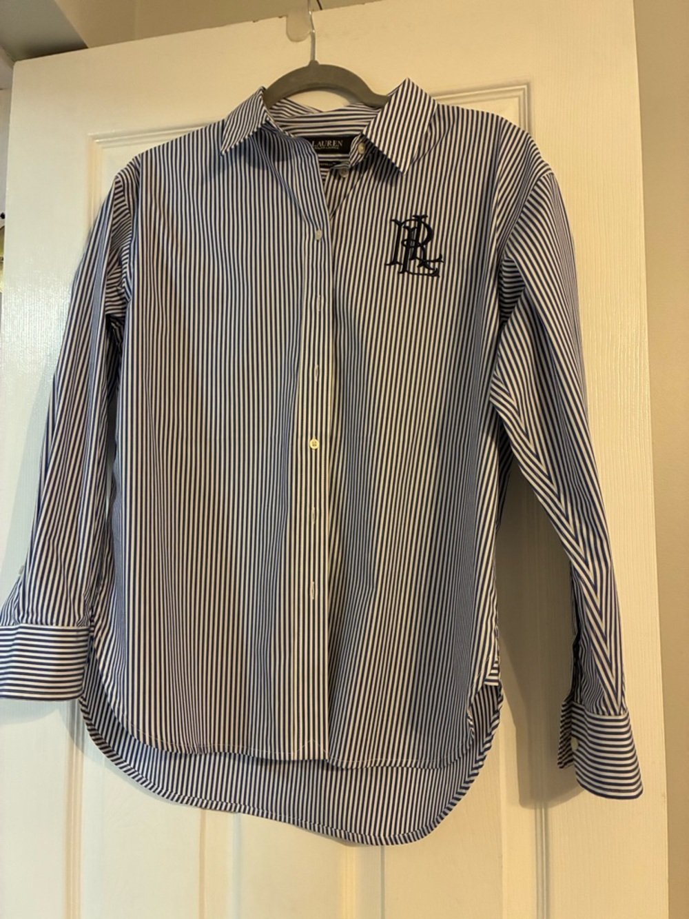 Ralph Lauren Navy & White Vertical Stripe Dress Shirt